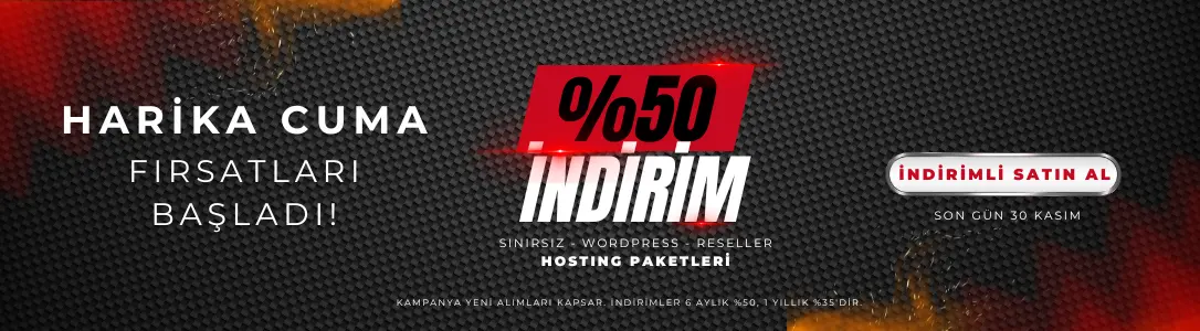 HARİKA CUMA İNDİRİMİ | SEPETTE NET %50 İNDİRİM SENİ BEKLİYOR | ÜCRETSİZ DOMAIN & SSL | İNDİRİMLİ SATIN AL