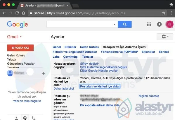 e-posta hesabımı gmail e yönlendir