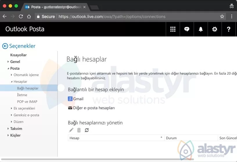 outlook yönlendirme ayarları