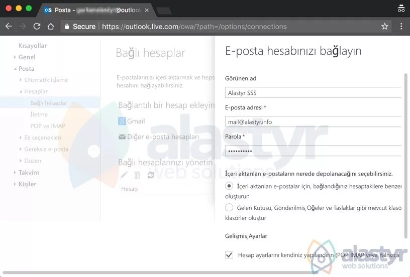 outlook eposta yönlendirme