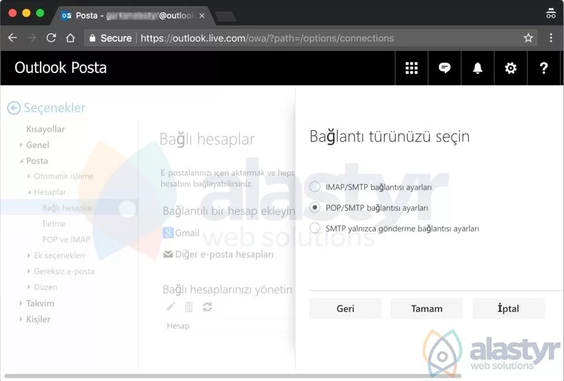 Outlook smtp ayarları