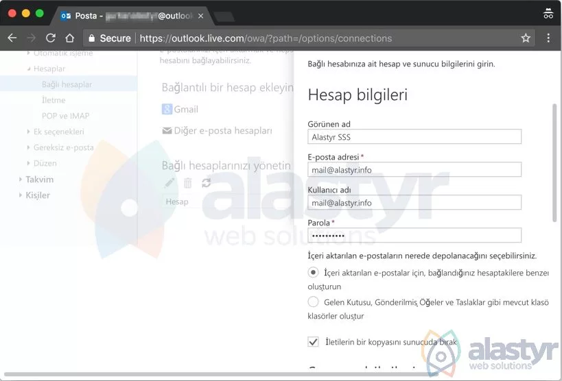 Outlook Mail yönlendirme