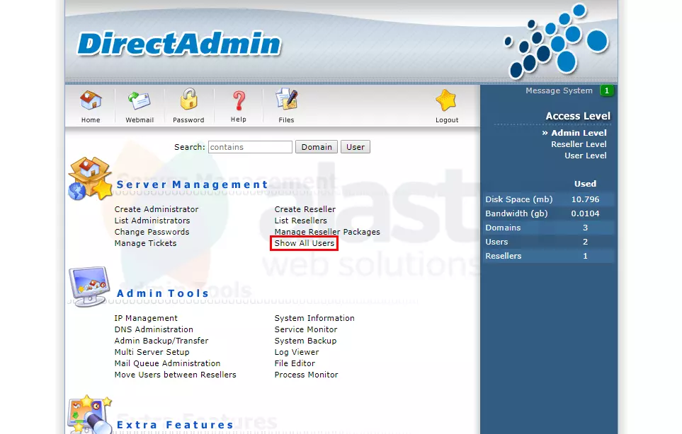DirectAdmin Hesap Silme