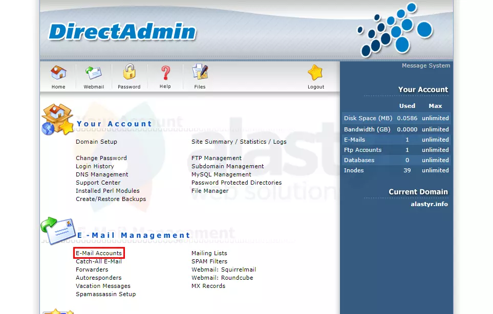 DirectAdmin Mail Oluşturma (1)