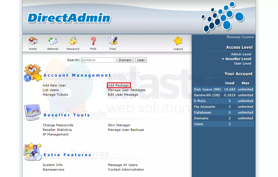 DirectAdmin Paket Oluşturma-2