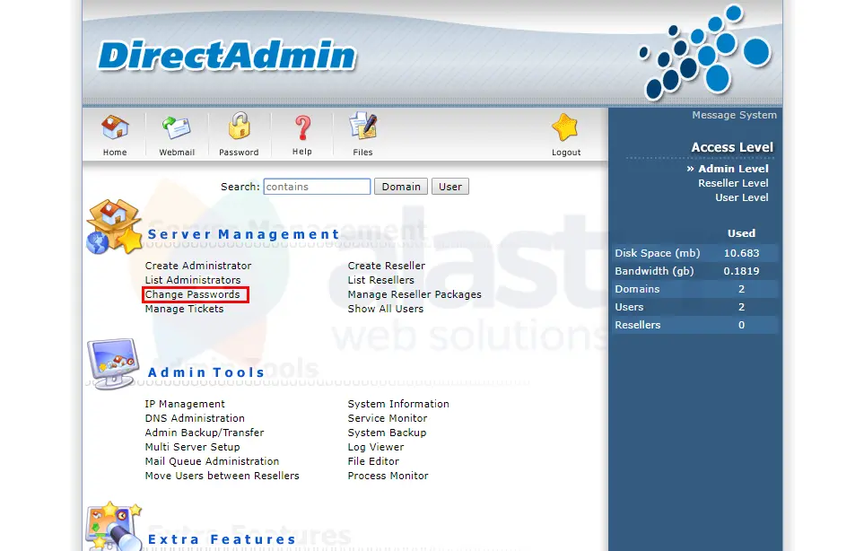 DirectAdmin Şifre Değiştirme - 1