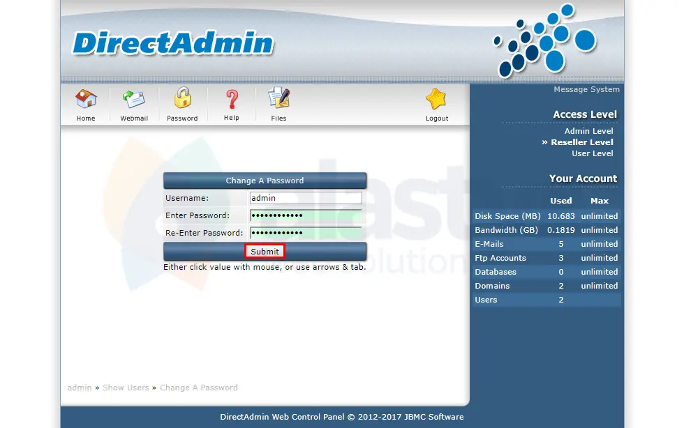 DirectAdmin Şifre Değiştirme - 2