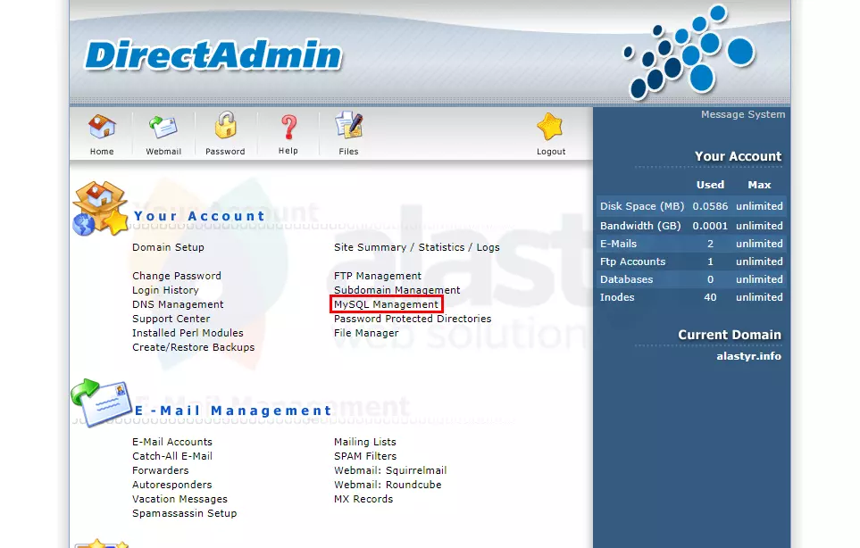 DirectAdmin Veritabanı Oluşturma (1)