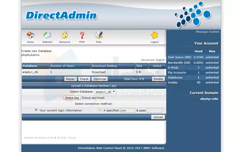 DirectAdmin Veritabanı Oluşturma (4)