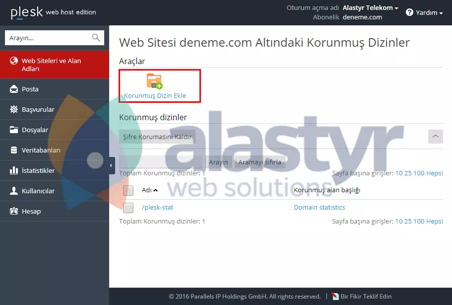 Dizinlere Şifre Koymak