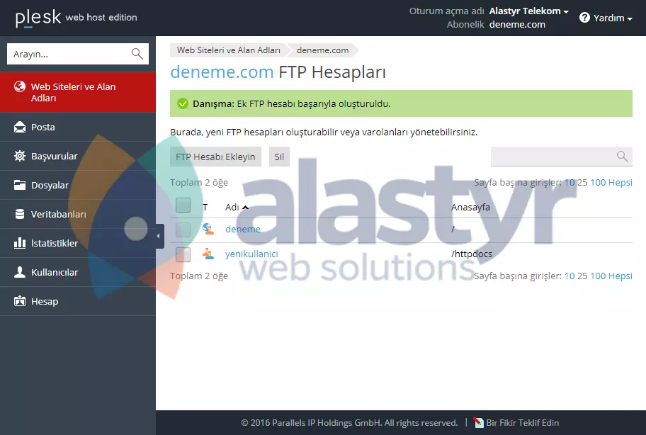 FTP hesabı oluşturma Plesk (4)