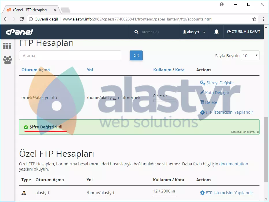 ftp şifreni nasıl değiştirilir
