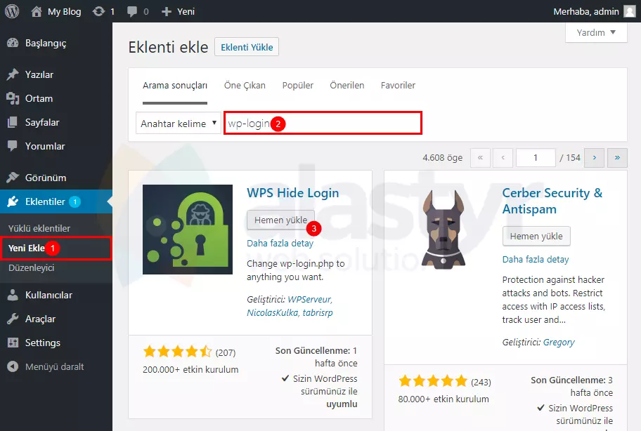 wordpress login değiştirme