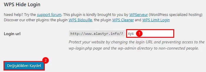 wp-login değiştirme