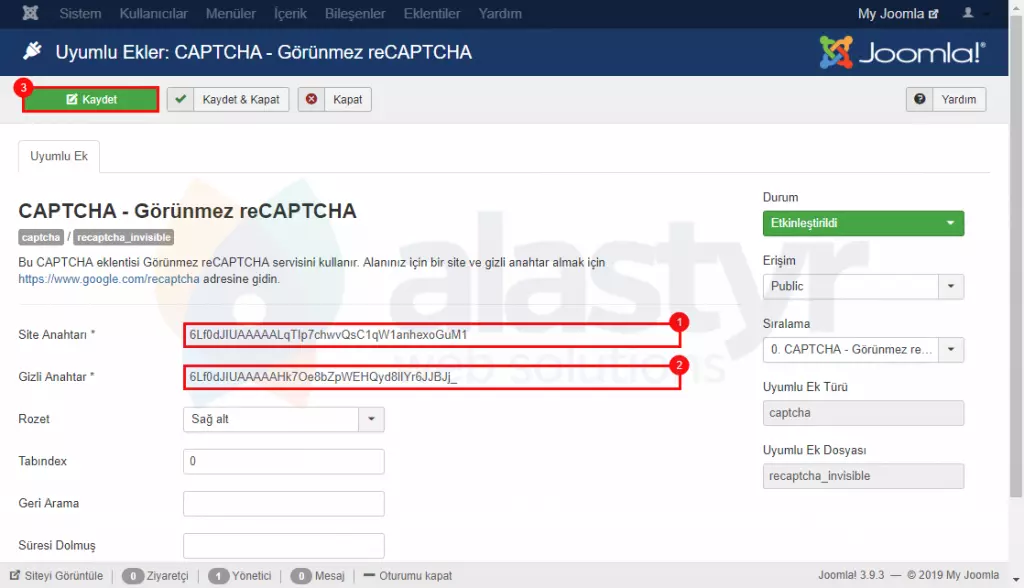 Joomla Captcha Kurulumu
