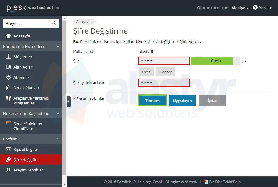 Plesk Admin Şifresi Değiştirme (2)