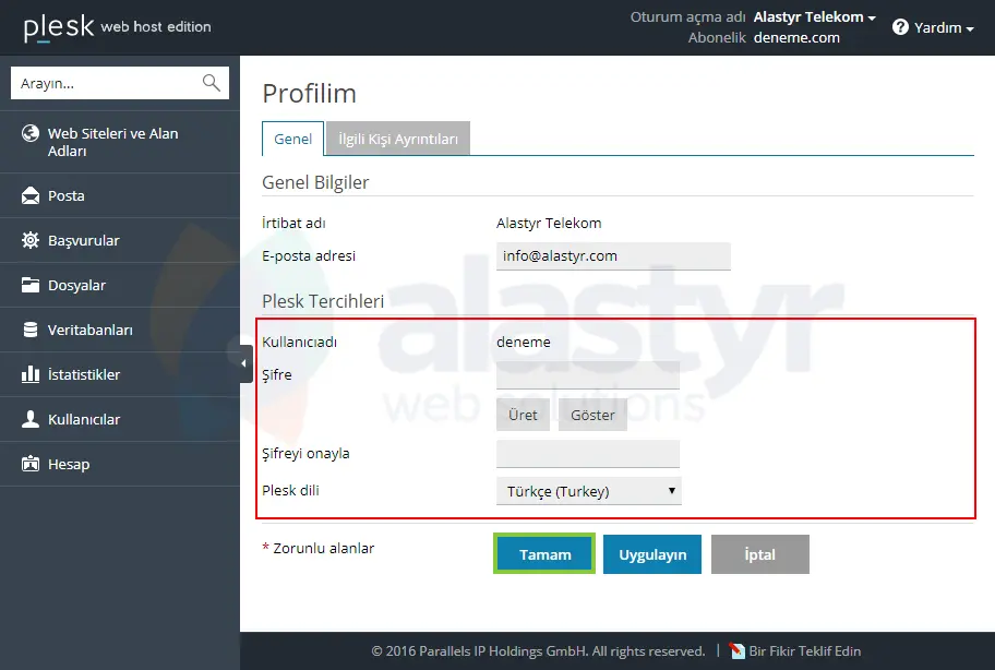 Plesk Admin Şifresi Değiştirme (3)