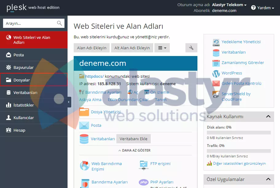 Plesk File Manager Kullanımı