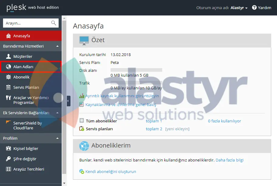 Plesk Hosting Oluşturma (1)
