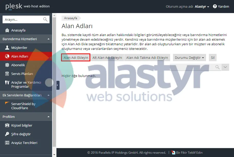 Plesk Hosting Oluşturma (2)