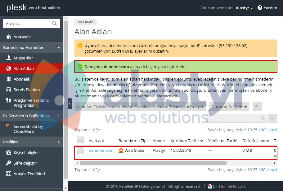 Plesk Hosting Oluşturma (5)