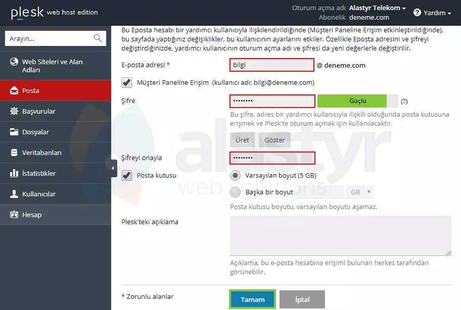 Plesk Mail Şifre Değiştirme