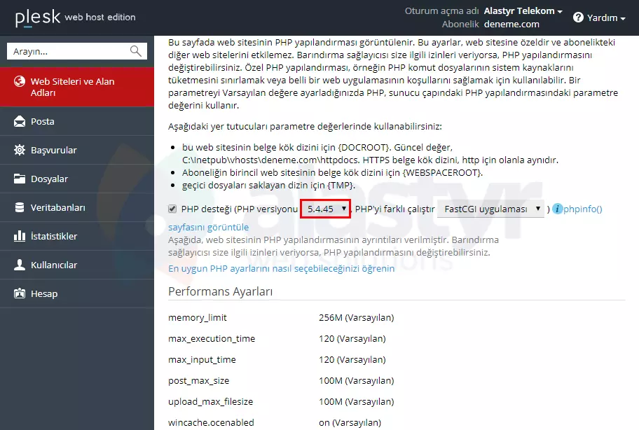 Plesk PHP Sürüm Güncelleme