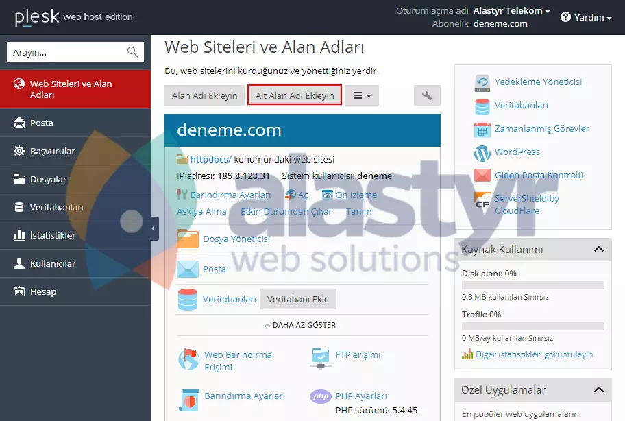 Plesk Subdomain oluşturma (1)