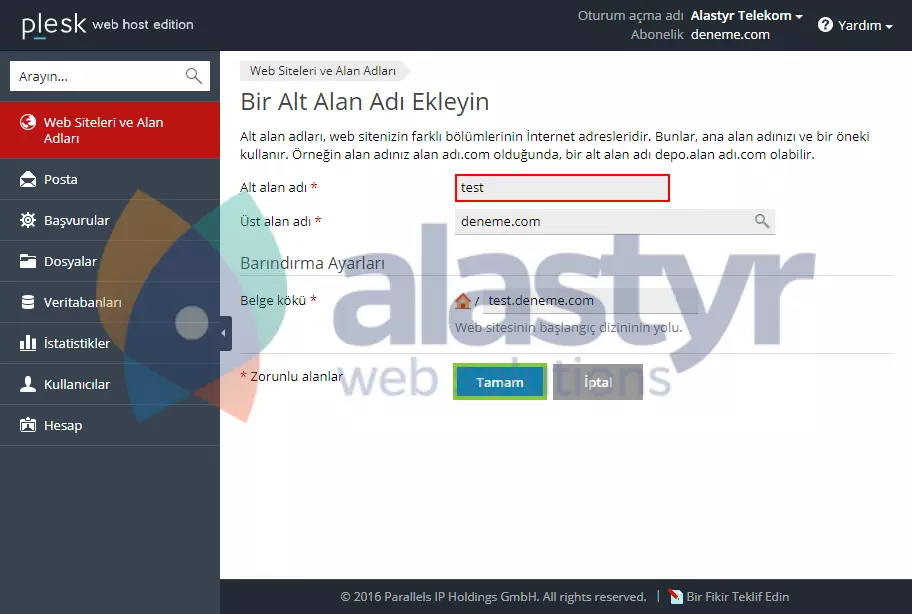 Plesk Subdomain oluşturma (2)