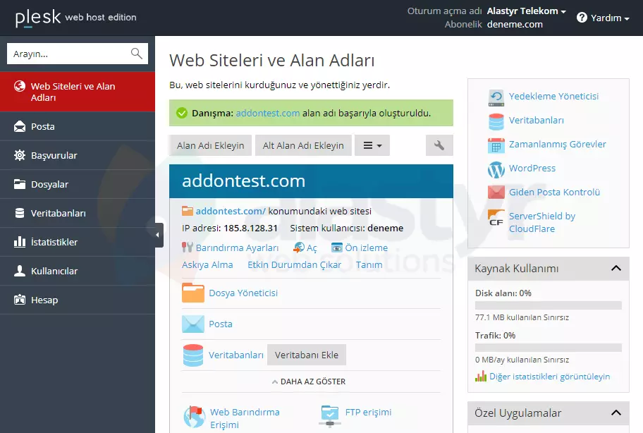 Plesk'te Addon Domain Oluşturma (3)
