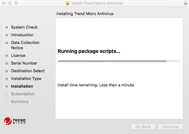 Trend Micro bileşenleri Mac'inize kurulurken bekleyin.