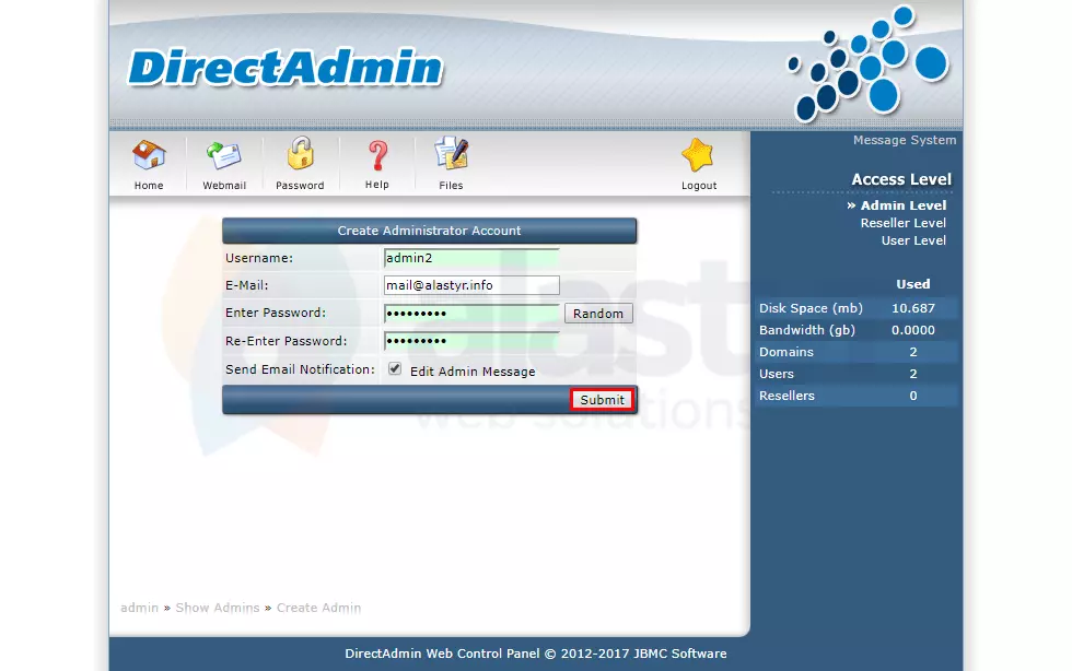 Yönetici Hesabı Oluşturma (2)