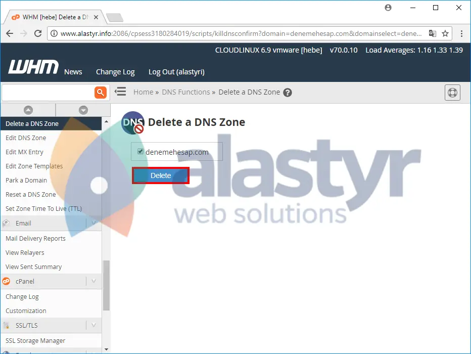 whm panel zone ayarları