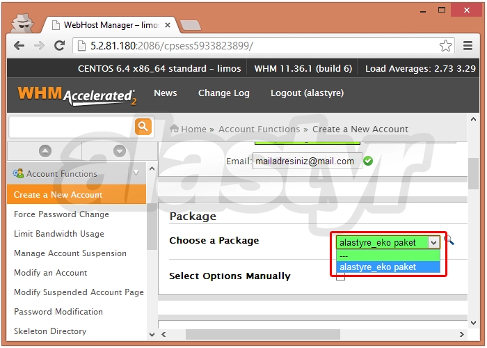 Reseller'da Hesap Oluşturma - 4 cPanel DNS Ayarları