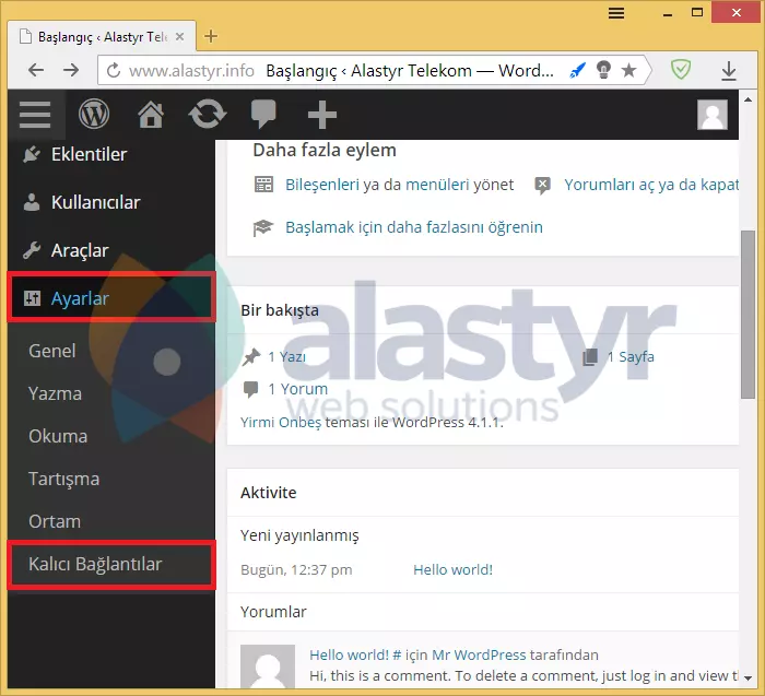wordpress url ayarları