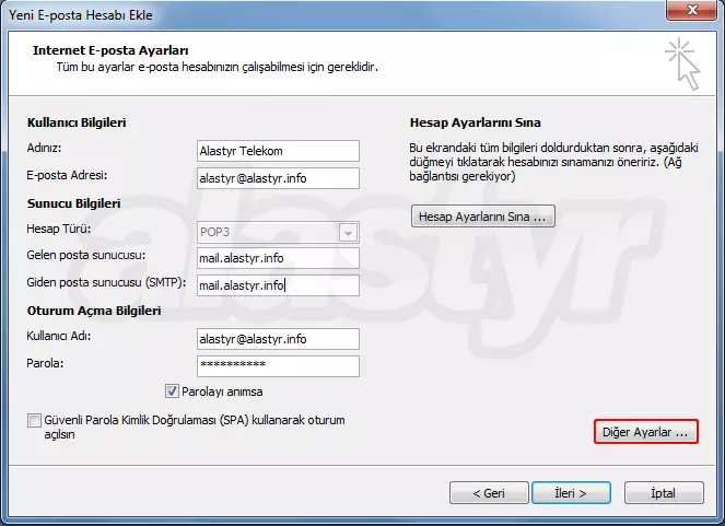 Outlook 2007 mail hesabı ekleme