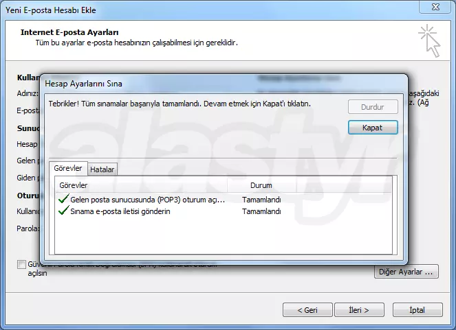 Outlook 2007 mail hesap ekleme