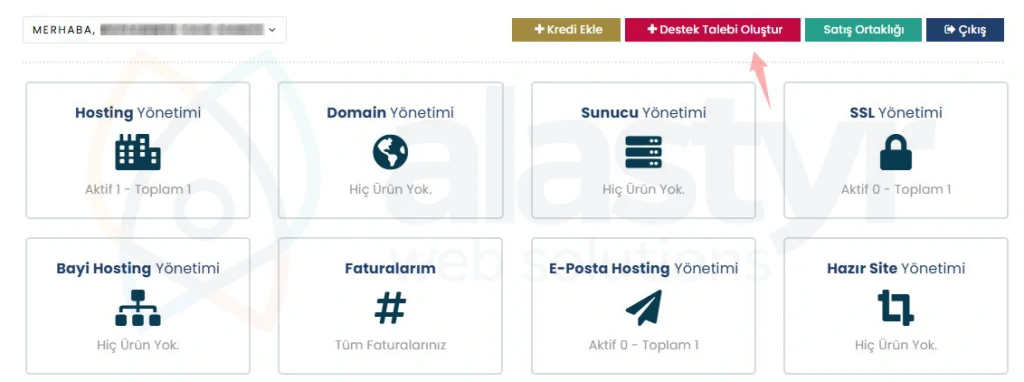 Destek Talebi Oluşturma