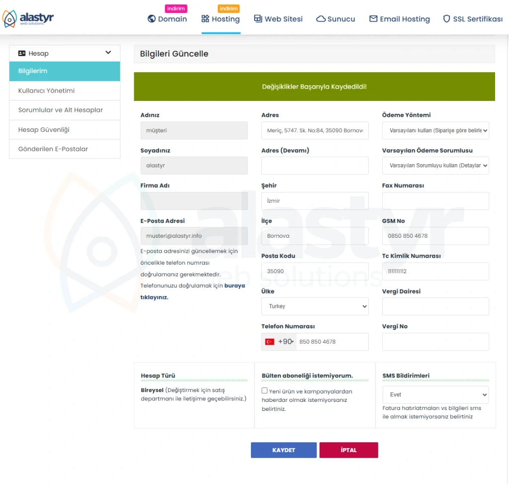 Hesap Bilgileri Nasıl Güncellenir?