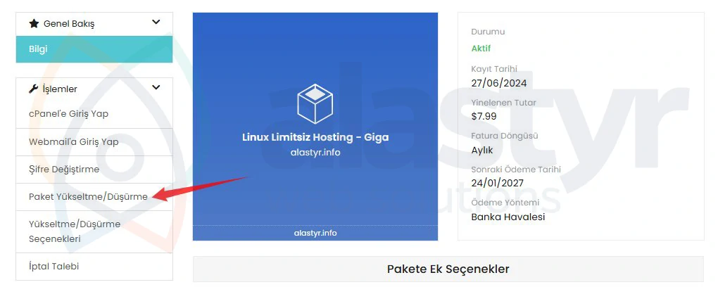 Hosting Paketimi Nasıl Yükseltir veya Düşürürüm?