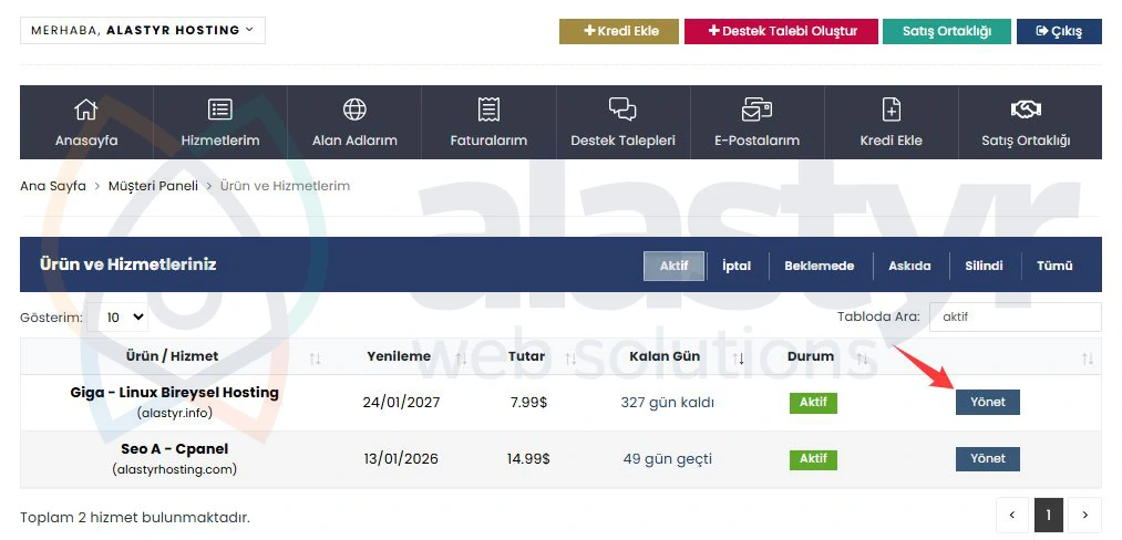 Hosting Paketimi Nasıl Yükseltir veya Düşürürüm?