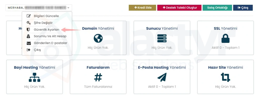 Müşteri Paneli 2 Faktörlü Doğrulama Aktif Etme