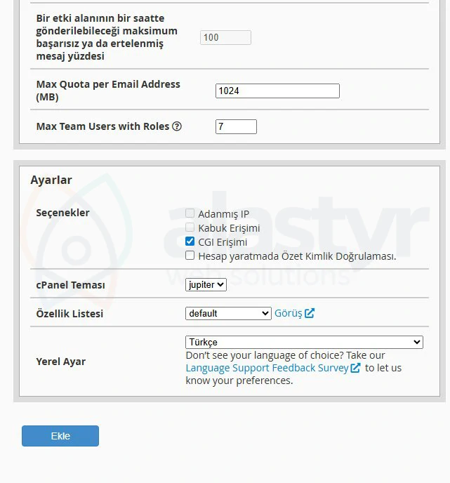 WHM Üzerinden Hosting Paketi Oluşturma