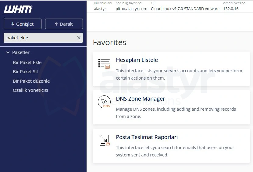 WHM Üzerinden Hosting Paketi Oluşturma