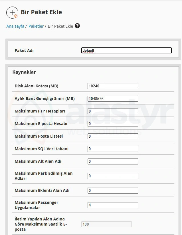 WHM Üzerinden Hosting Paketi Oluşturma