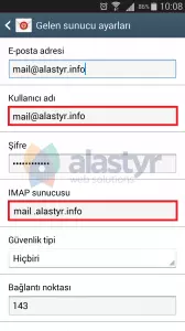 samsung mail kurulumu
