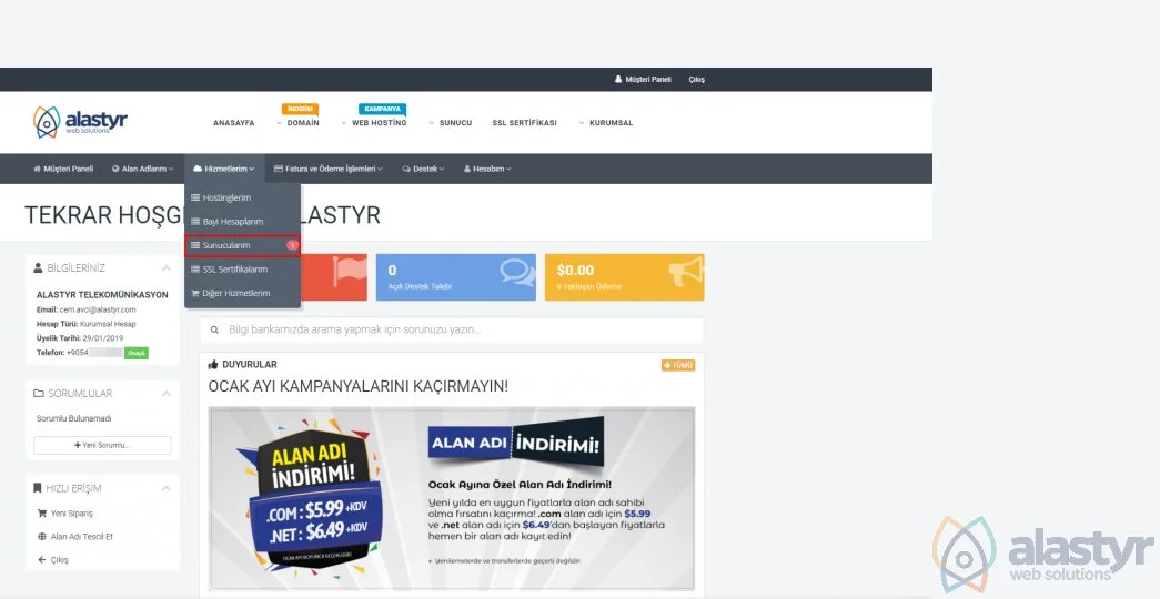 1- Sunucu Hizmetleri
