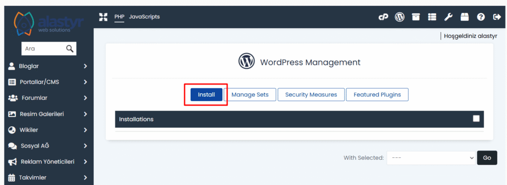 wordpress install
