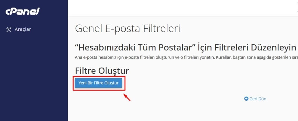 eposta filtre olustur